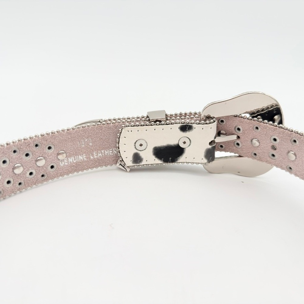 BHW 1372 Genuine Leather Cow Print Rhinestone Western Belt XS 23-27 - Picture 5 of 6